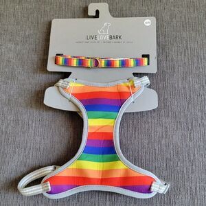 Live Love Bark Pride Dog Harness and matching leash Set Sz Medium